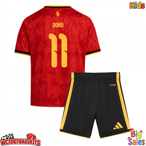Belgium Jeremy Doku #11 Replica Home Stadium Kit for Kids World Cup 2026 Short Sleeve (+ pants)